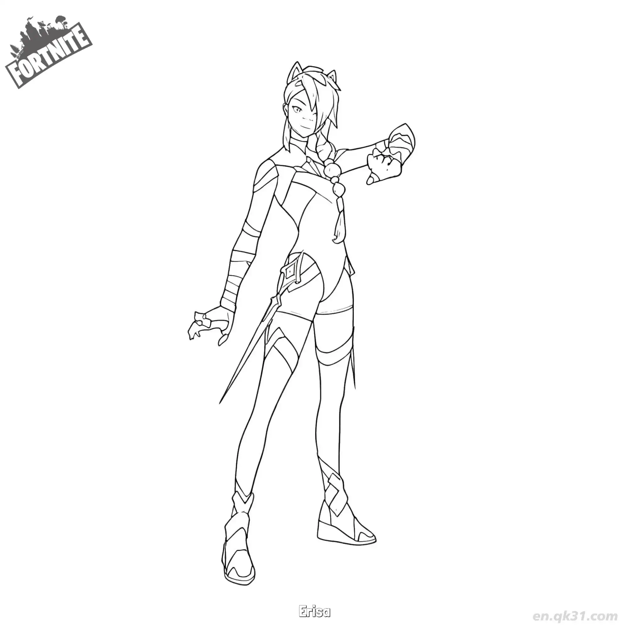 免费 艾莉莎 02简笔画 素描 涂鸦 - 免费可打印堡垒之夜 下载PDF 简笔画涂色页